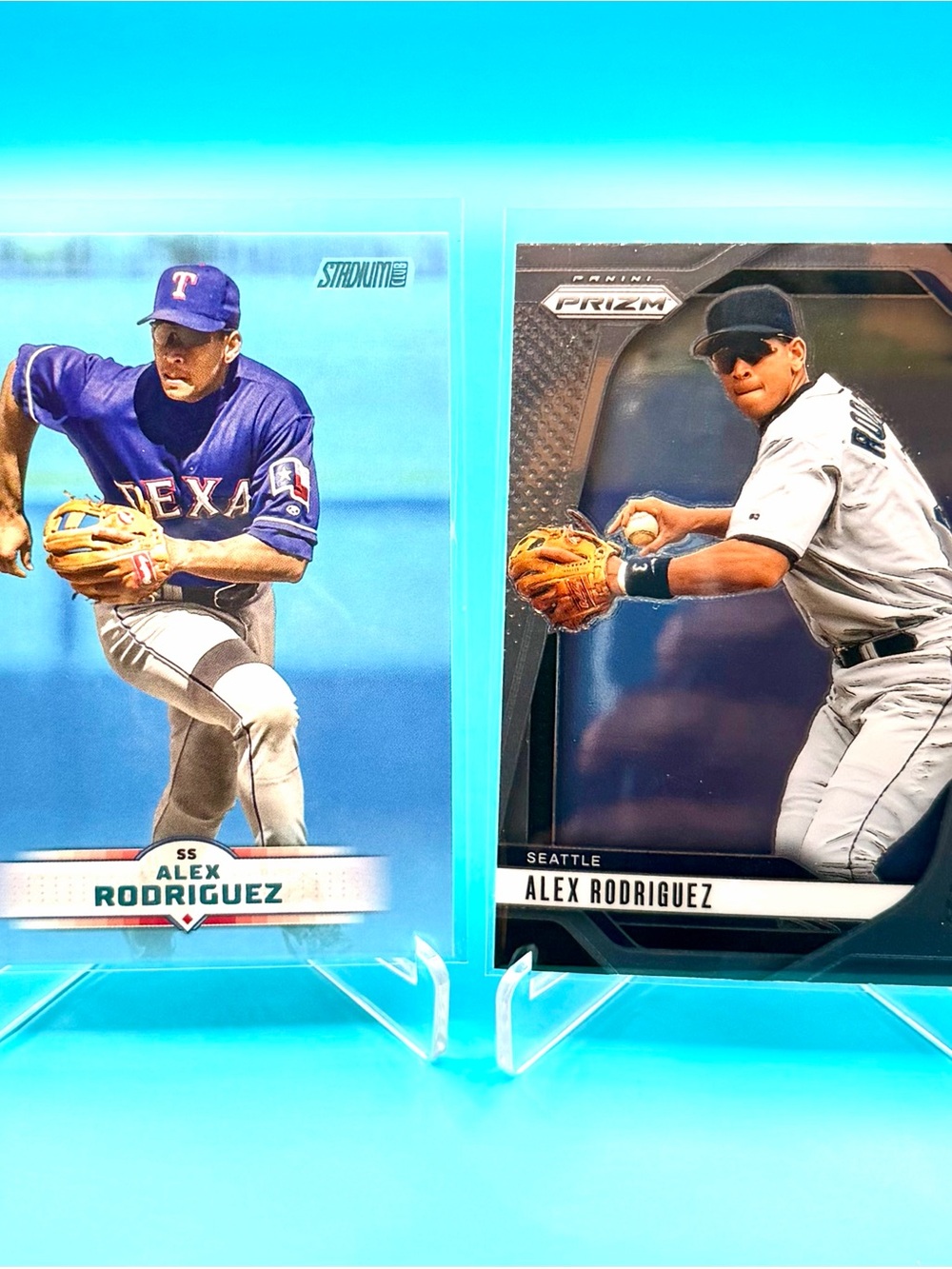🔥Alex Rodriguez Lot! Topps Stadium Club Blue Parallel + Panini Prizm Insert! 😮